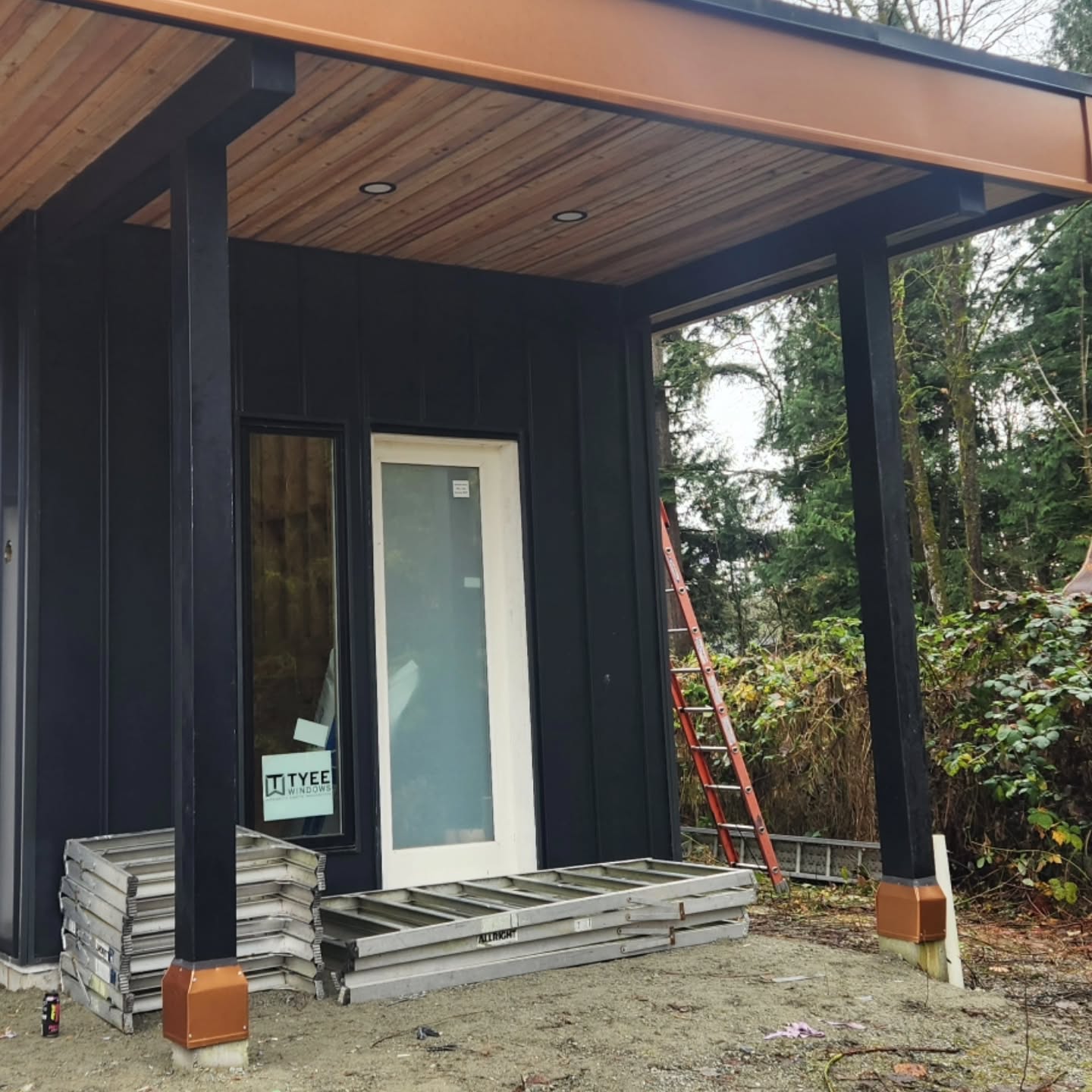 Custom bent metal kickout at gutter termination in Harrison BC